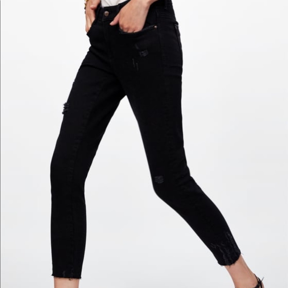 Zara black distressed jeans